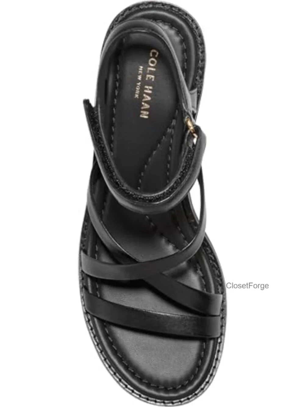 Strappy Wedge Sandals Leather Slip On Open Toe Comfortable